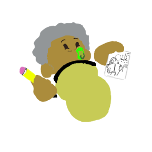 baby boy holding pencil and paper